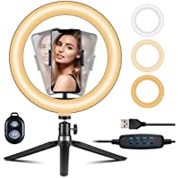 Los mejores  - Aro de luz VicTsing- Anillo de Luz Trípode LED 10&quot-- 3 Modos Luz + 10 Niveles Brillo Regulables Wireless Control Remoto…
